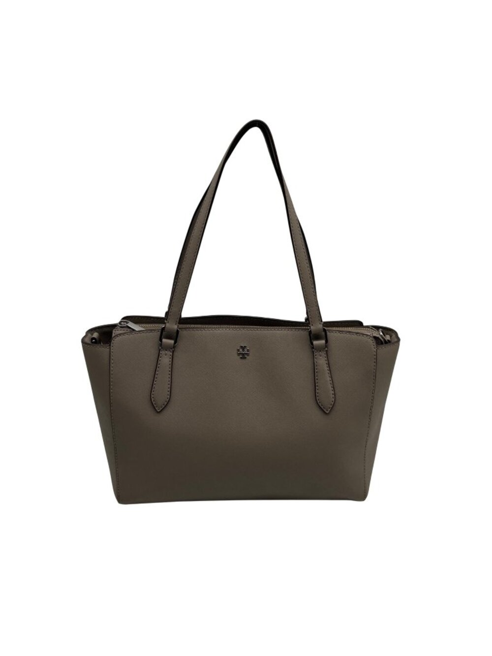 Tory Burch Grey Leather Emerson Small Top Zip Tote Bag